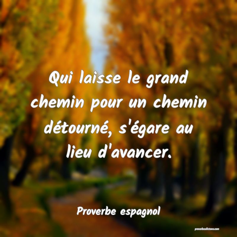 Qui laisse le grand chemin pour un chemin détourné, s'égare au lieu d'avancer.