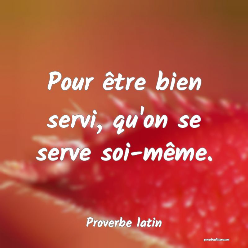 Pour être bien servi, qu'on se serve soi-même.