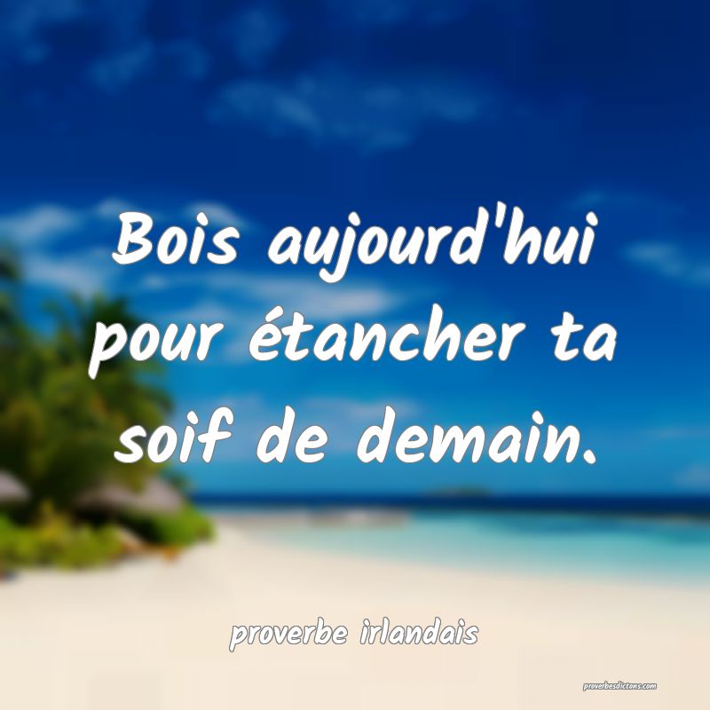  Bois aujourd'hui pour étancher ta soif de demain.
