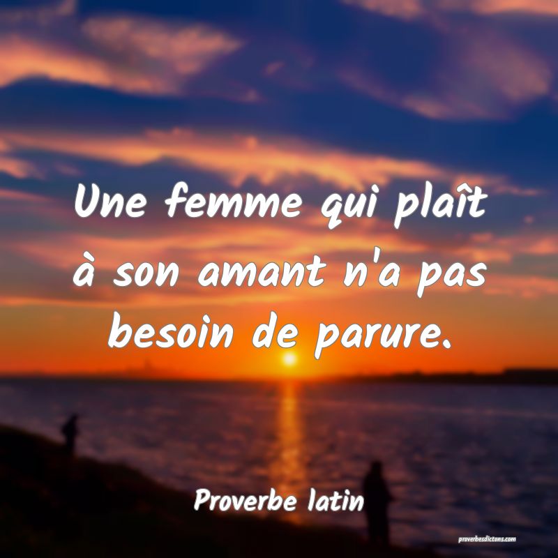 Une femme qui plaît à son amant n'a pas besoin de parure.