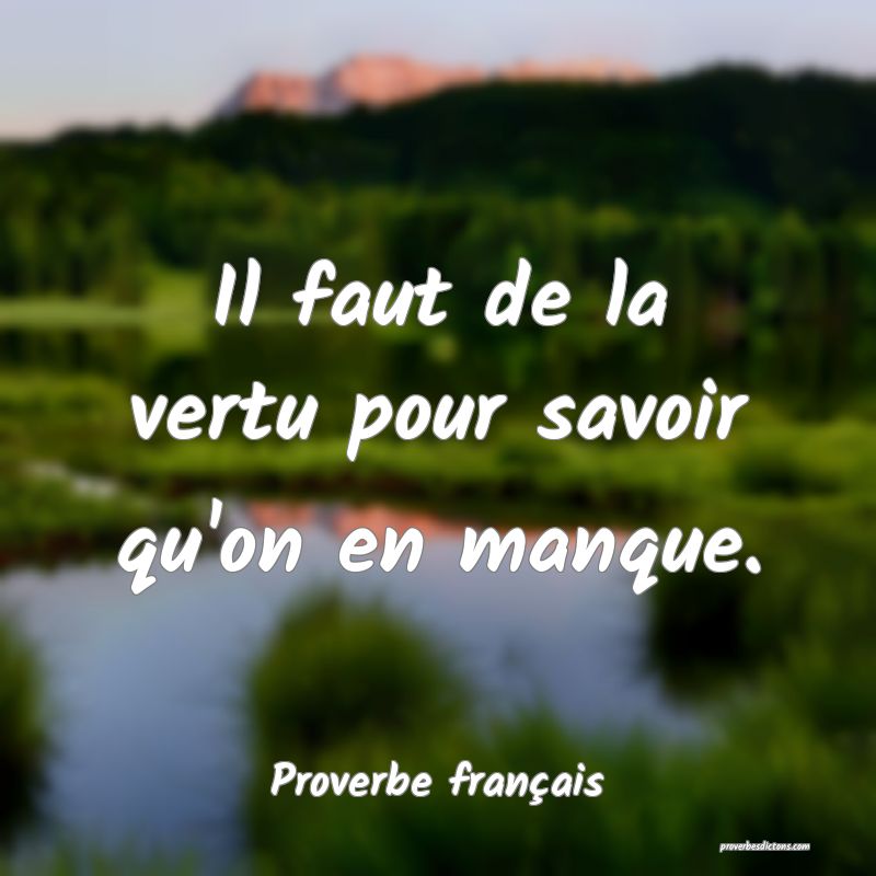 Il faut de la vertu pour savoir qu'on en manque.