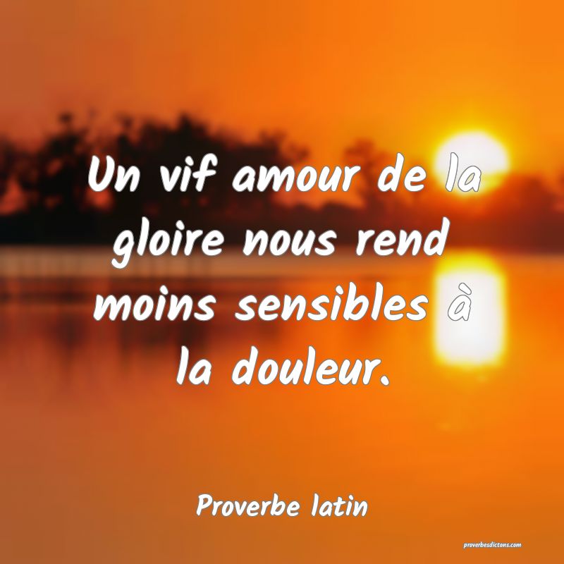 Un vif amour de la gloire nous rend moins sensibles à la douleur.