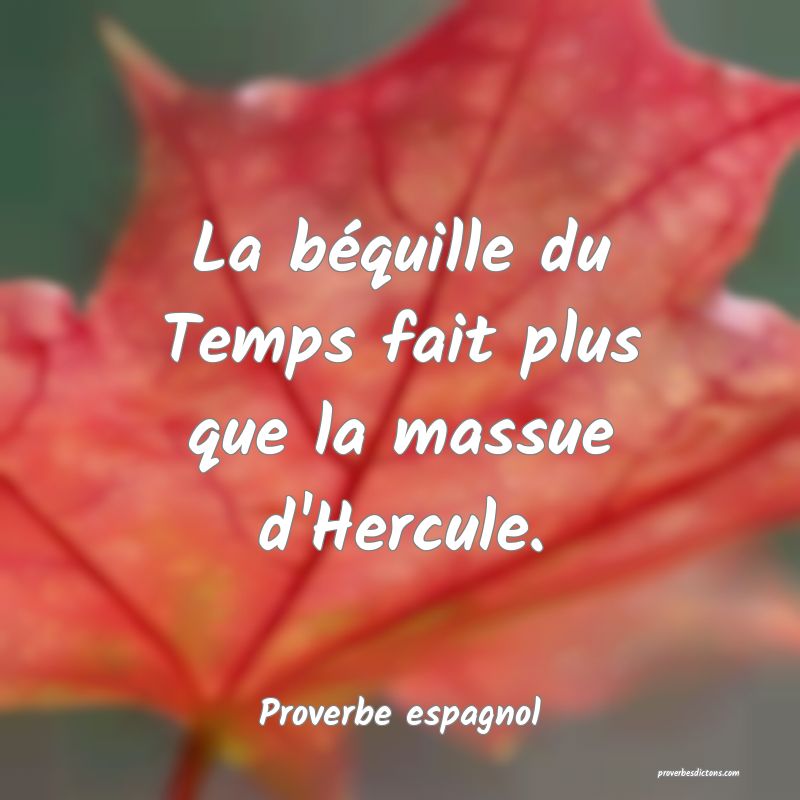 La béquille du Temps fait plus que la massue d'Hercule.