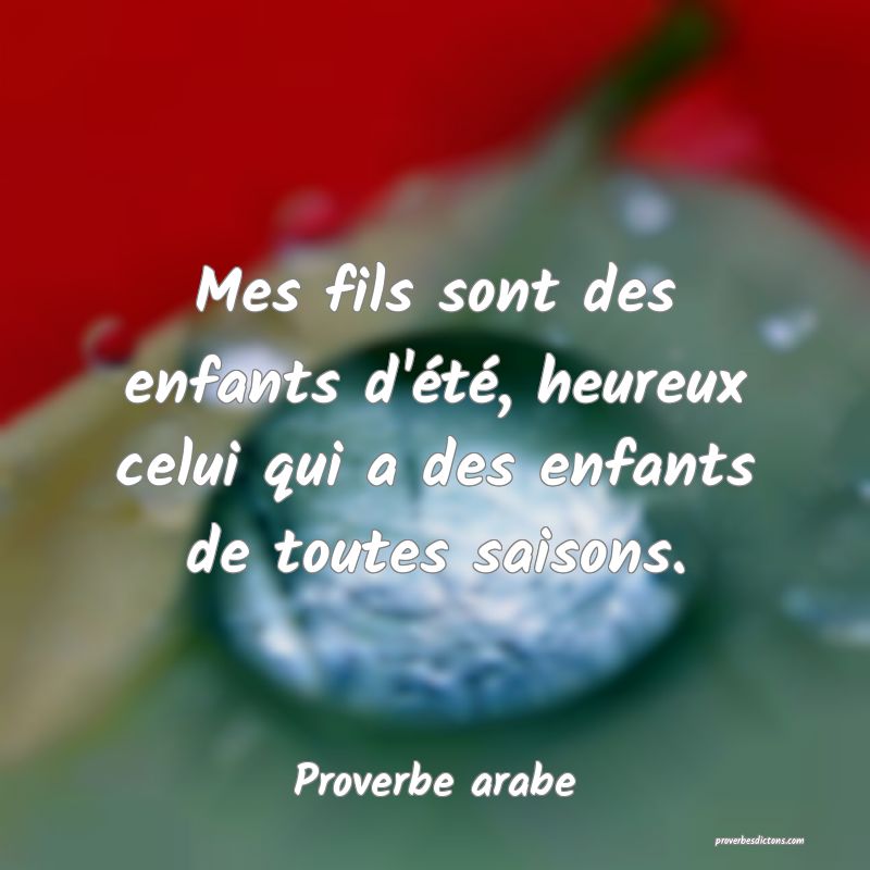Mes fils sont des enfants d'été, heureux celui qui a des enfants de toutes saisons.