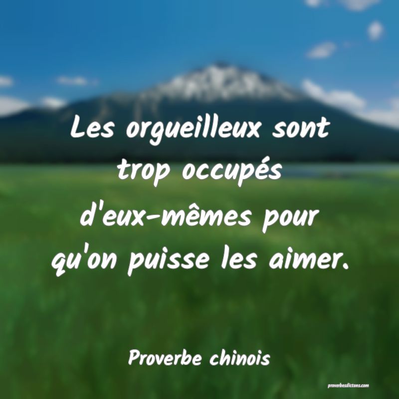 Les orgueilleux sont trop occupés d'eux-mêmes pour qu'on puisse les aimer.