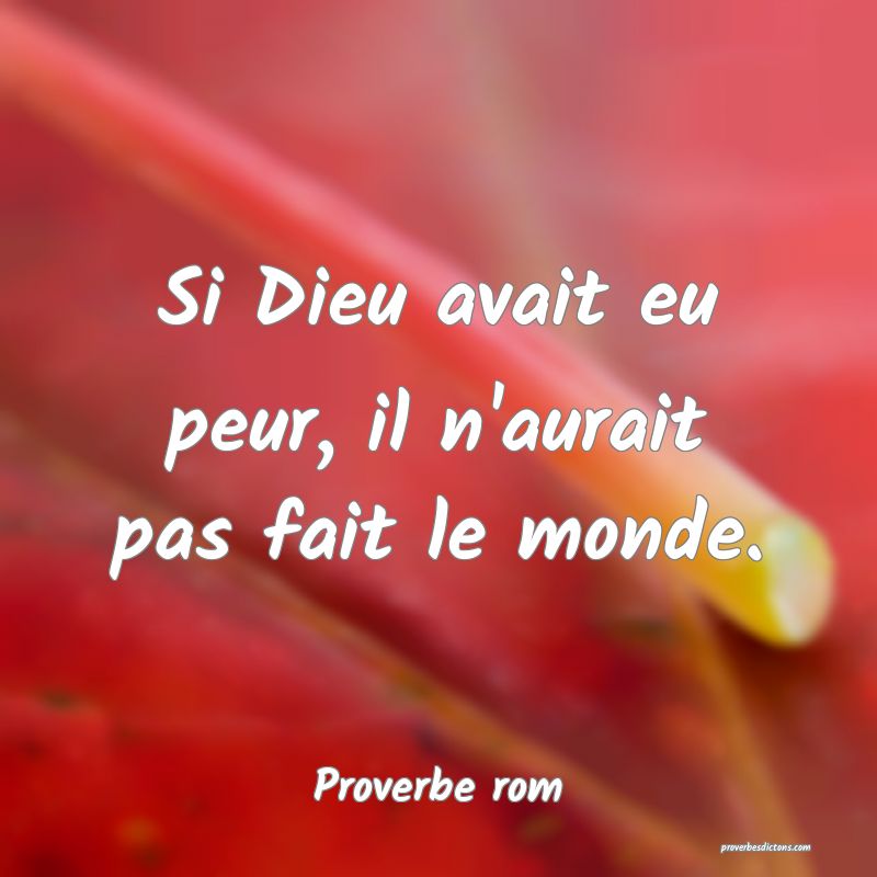 Si Dieu avait eu peur, il n'aurait pas fait le monde.