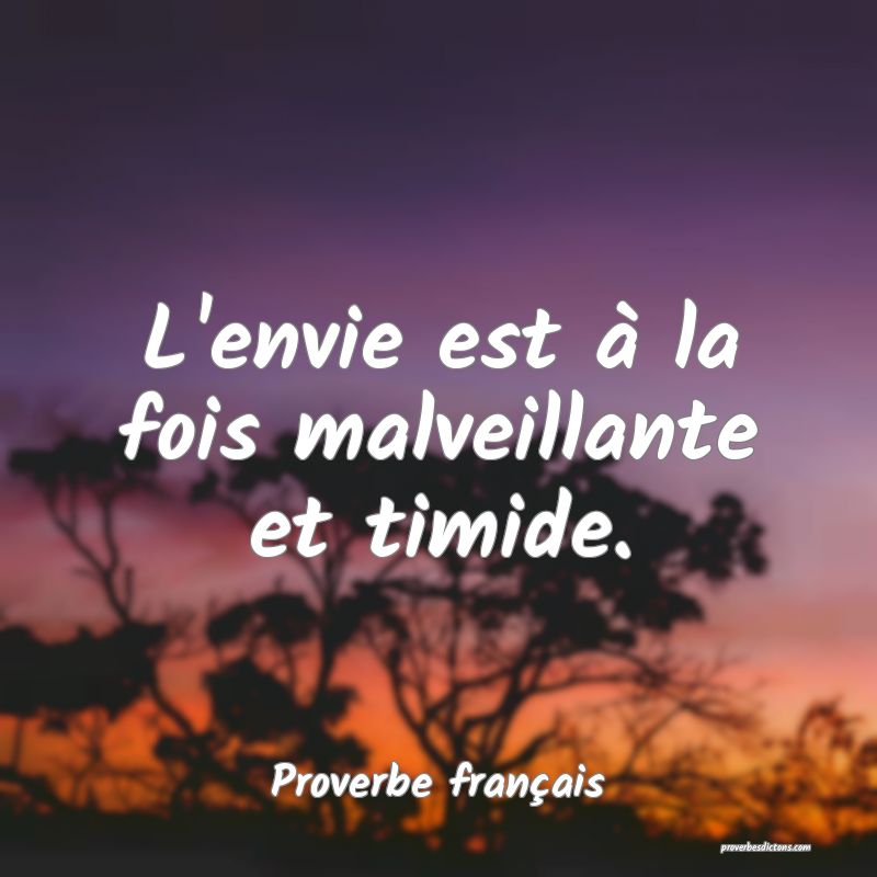 L'envie est à la fois malveillante et timide.