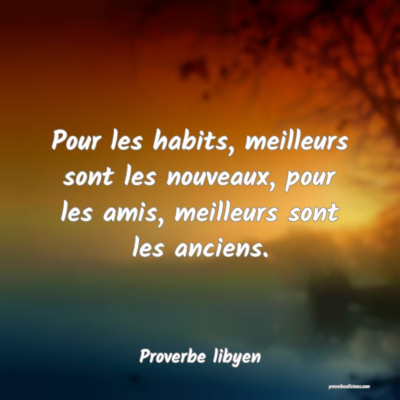 Pour les habits, meilleurs sont les nouveaux, pour les amis, meilleurs sont les anciens.
