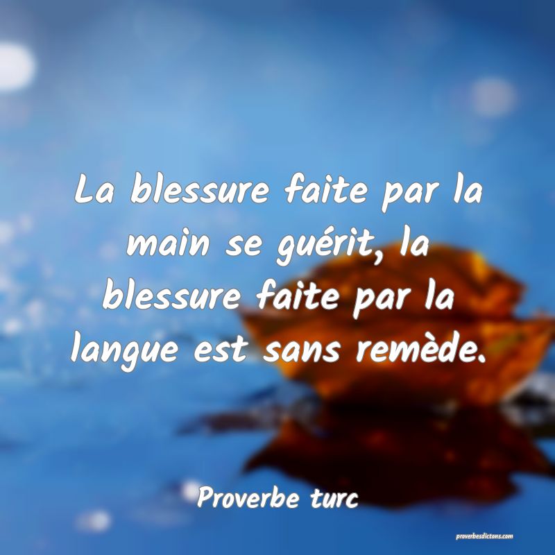 La blessure faite par la main se guérit, la blessure faite par la langue est sans remède.