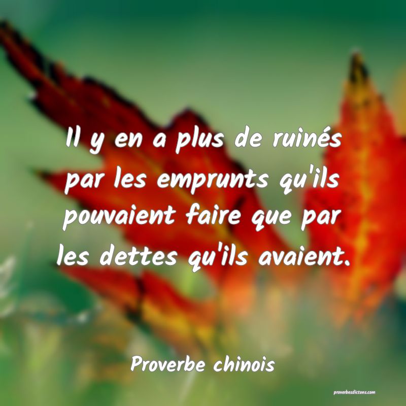Il y en a plus de ruinés par les emprunts qu'ils pouvaient faire que par les dettes qu'ils avaient.