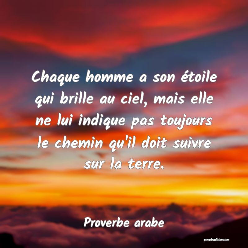 Chaque homme a son étoile qui brille au ciel, mais elle ne lui indique pas toujours le chemin qu'il doit suivre sur la terre.