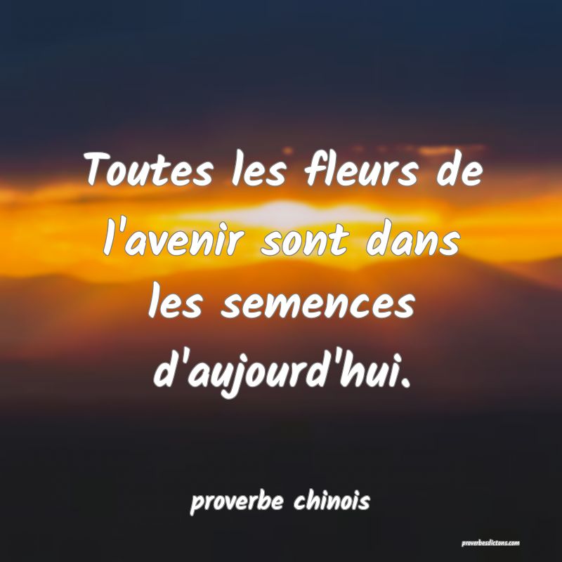  Toutes les fleurs de l'avenir sont dans les semences d'aujourd'hui.