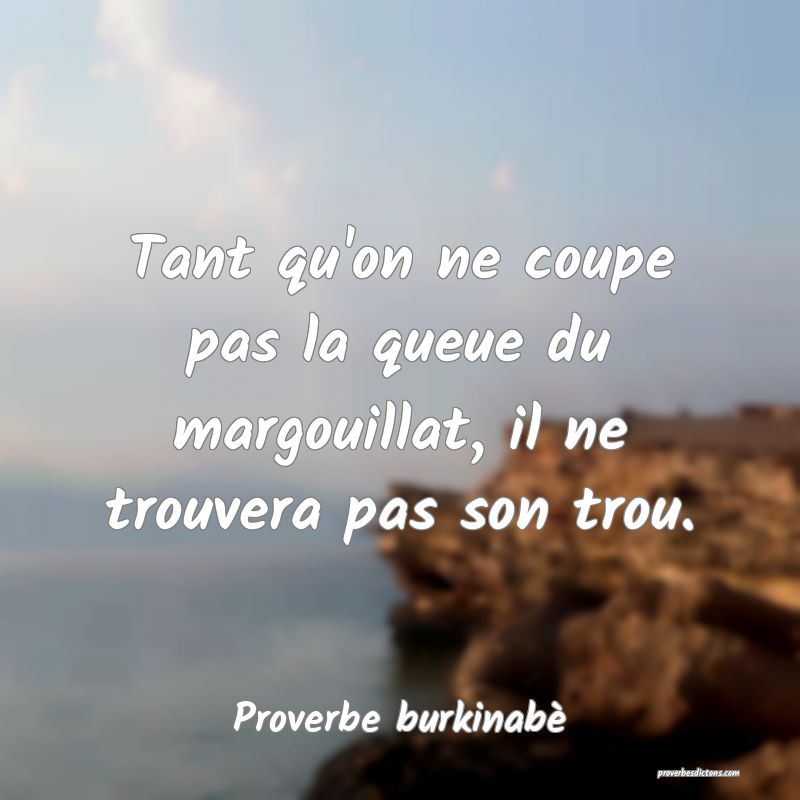  Tant qu'on ne coupe pas la queue du margouillat, il ne trouvera pas son trou.