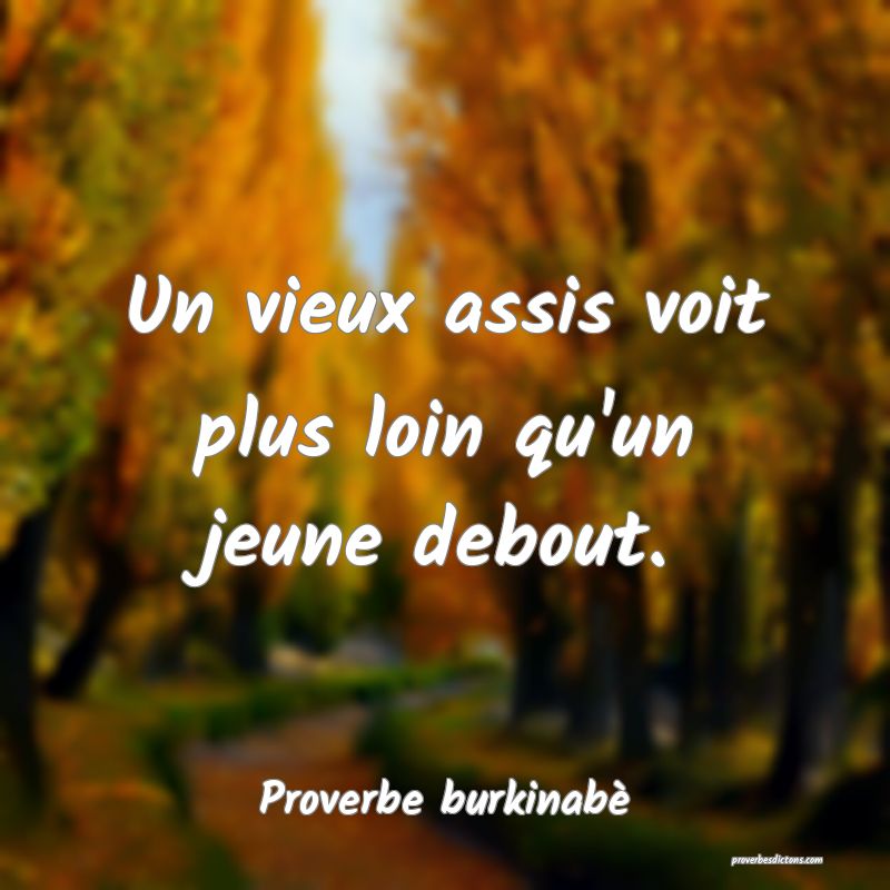  Un vieux assis voit plus loin qu'un jeune debout.