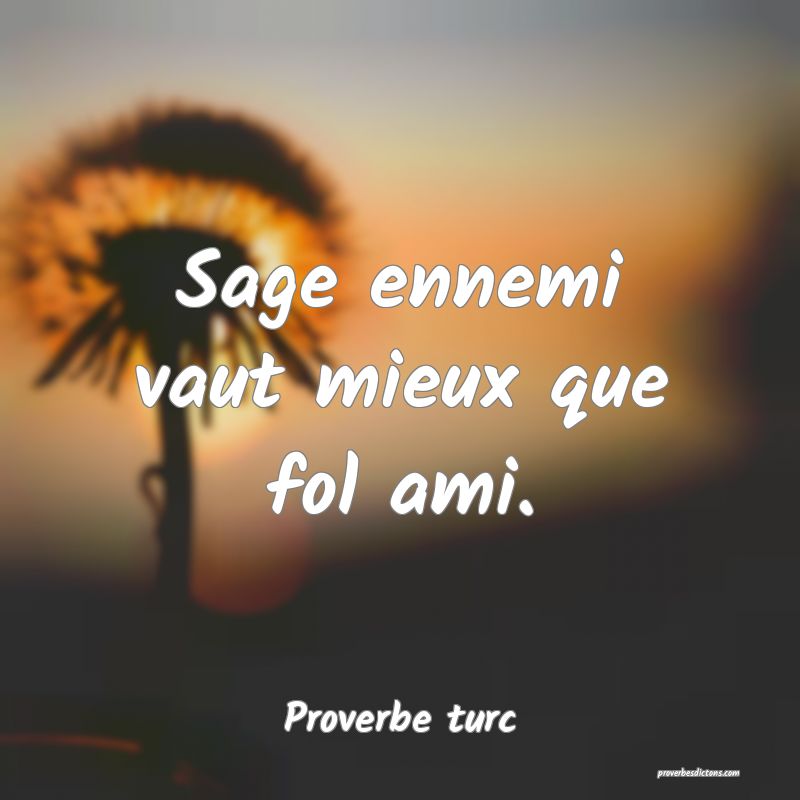 Sage ennemi vaut mieux que fol ami.