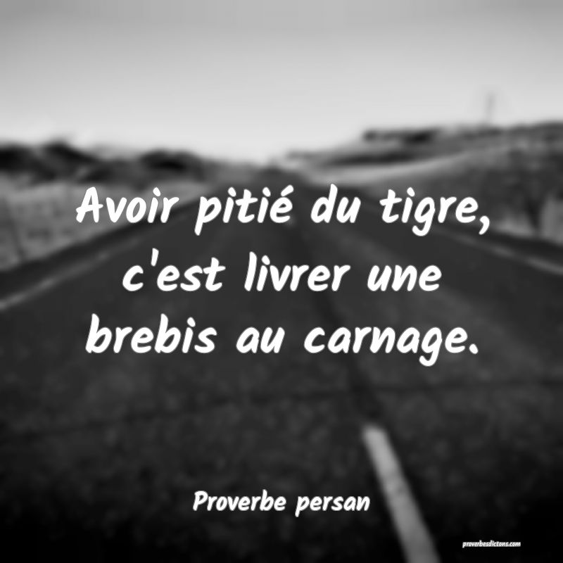 Avoir pitié du tigre, c'est livrer une brebis au carnage.