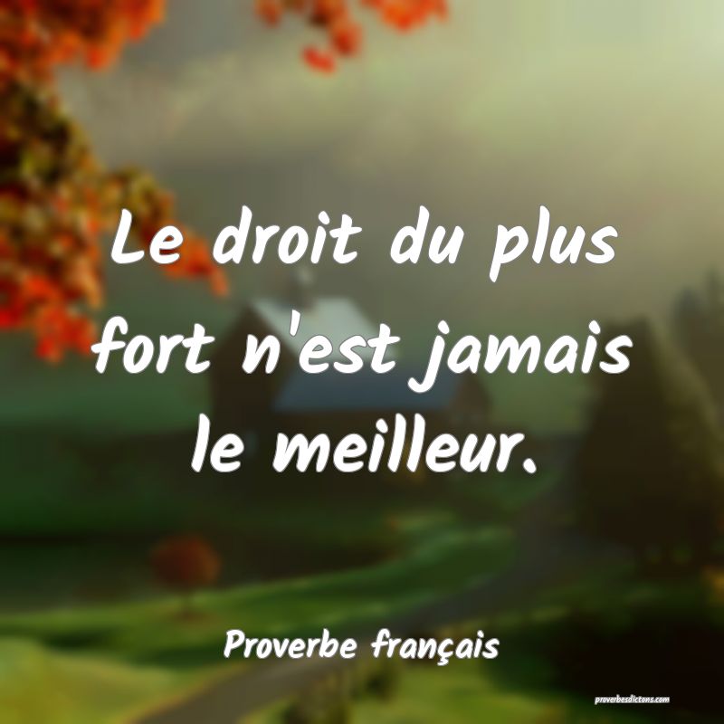Le droit du plus fort n'est jamais le meilleur.