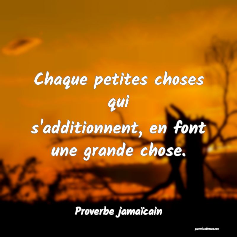 Chaque petites choses qui
s'additionnent, en font une grande chose.