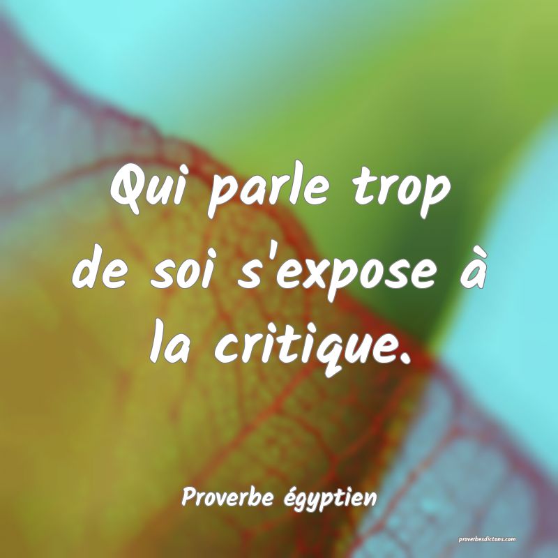 Qui parle trop de soi s'expose à la critique.