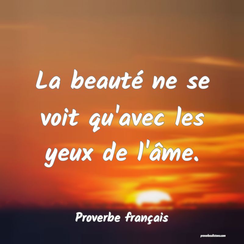 La beauté ne se voit qu'avec les yeux de l'âme.