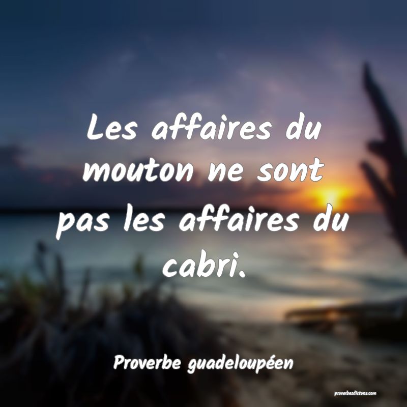 Les affaires du mouton ne sont pas les affaires du cabri.