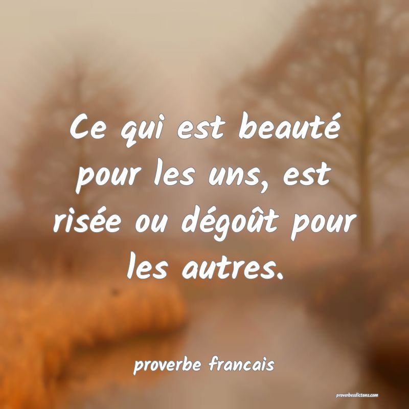  Ce qui est beauté pour les uns, est risée ou dégoût pour les autres.