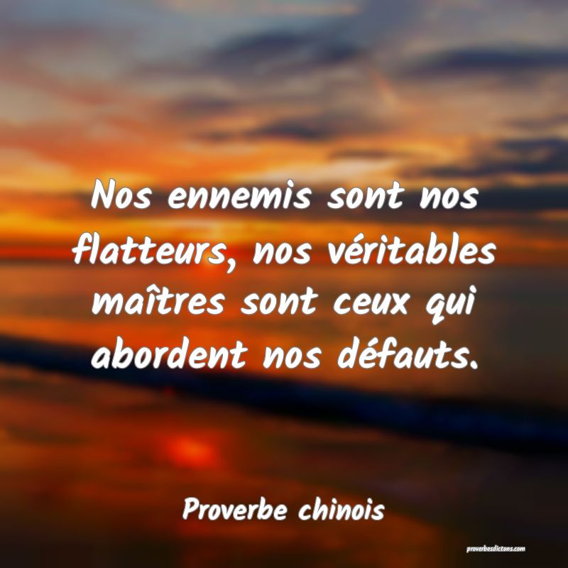 Nos ennemis sont nos flatteurs, nos véritables maîtres sont ceux qui abordent nos défauts.