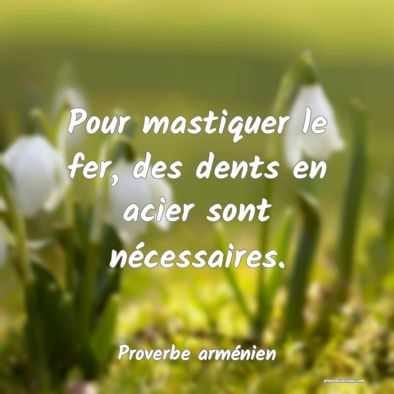 Pour mastiquer le fer, des dents en acier sont nécessaires.