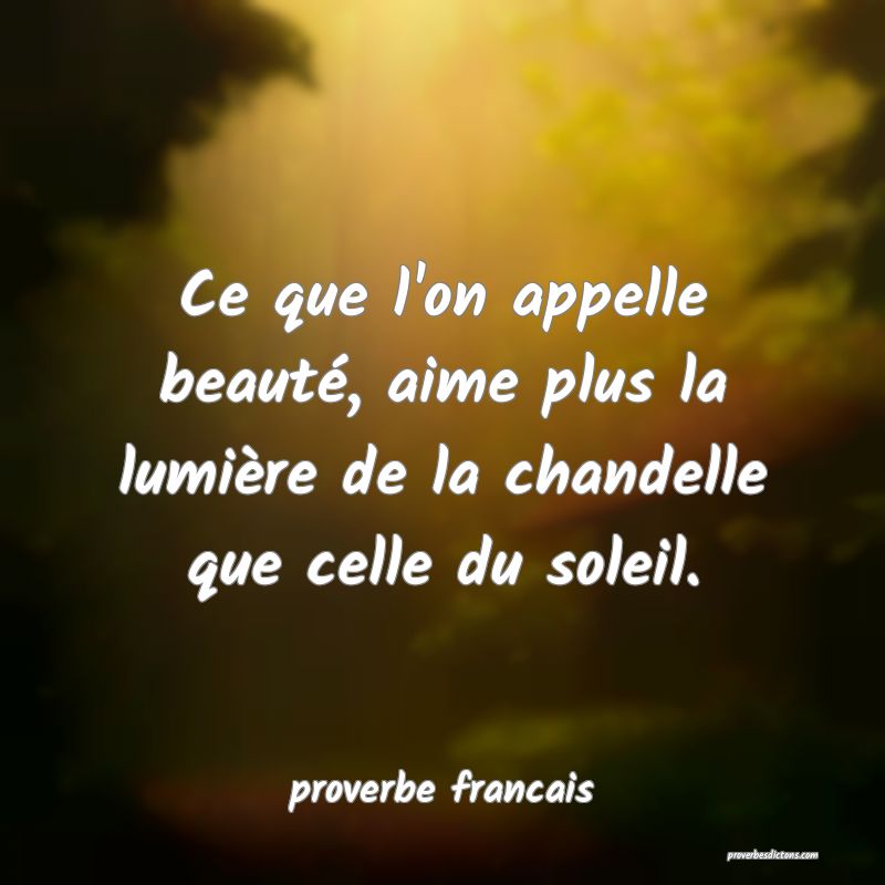 Ce que l'on appelle beauté, aime plus la lumière de la chandelle que celle du soleil.