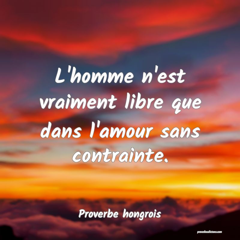 L'homme n'est vraiment libre que dans l'amour sans contrainte.