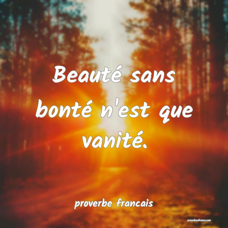  Beauté sans bonté n'est que vanité.