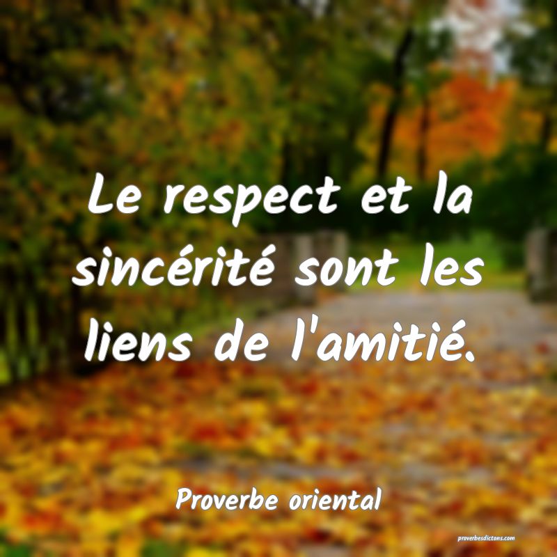 Le respect et la sincérité sont les liens de l'amitié.