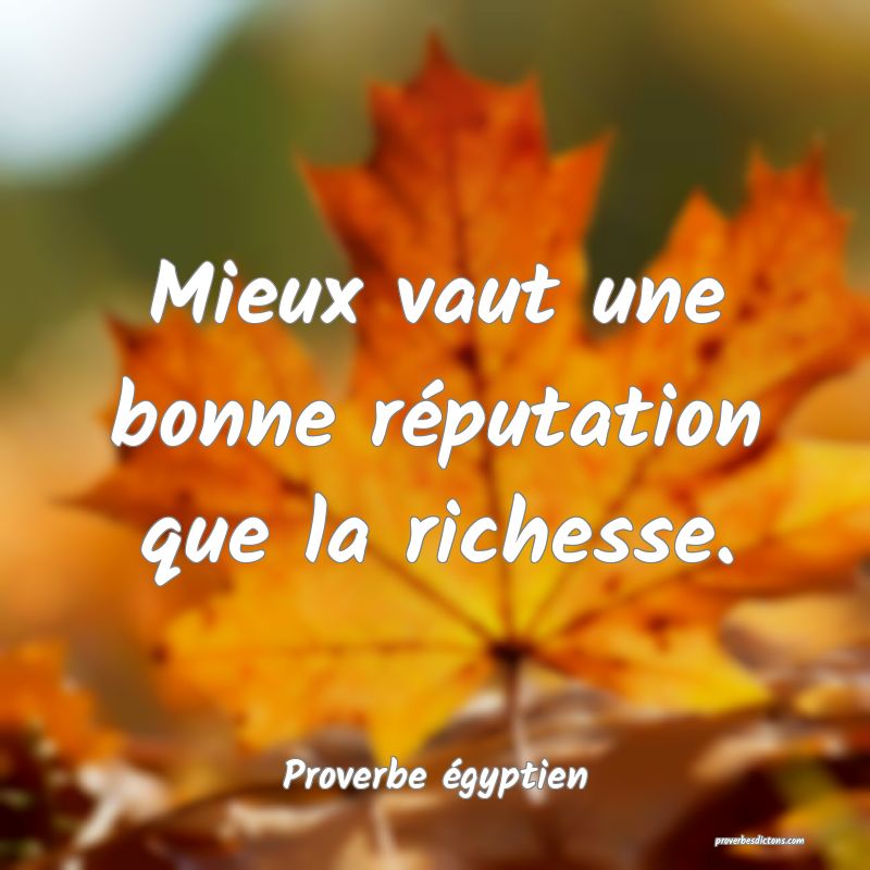 Mieux vaut une bonne réputation que la richesse.