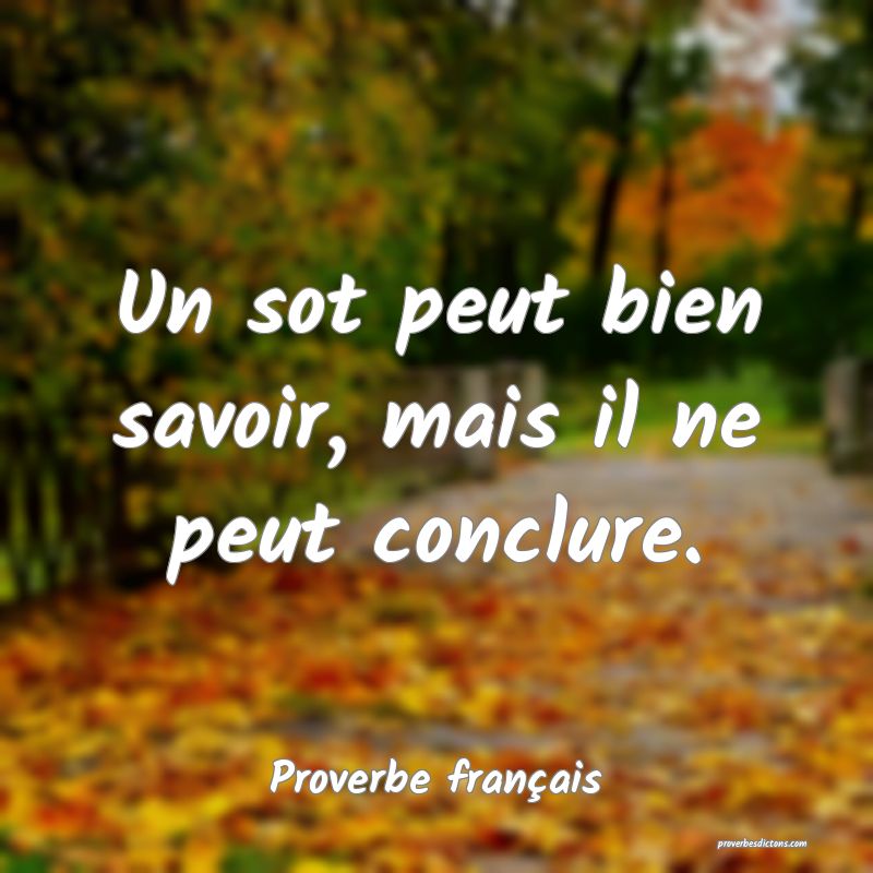 Un sot peut bien savoir, mais il ne peut conclure.