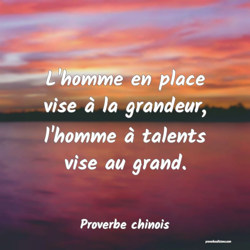 L'homme en place vise à la grandeur, l'homme à talents vise au grand.