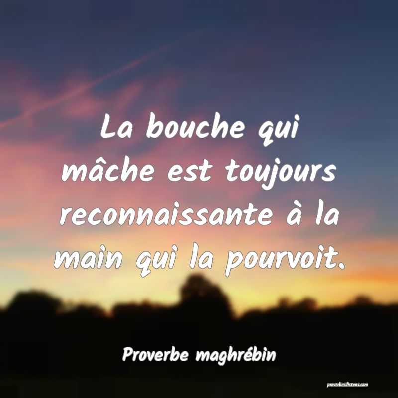 La bouche qui mâche est toujours reconnaissante à la main qui la pourvoit.