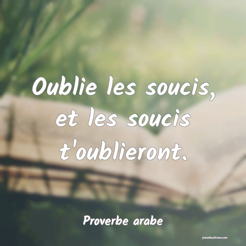 Oublie les soucis, et les soucis t'oublieront.