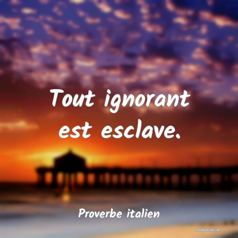 Tout ignorant est esclave.