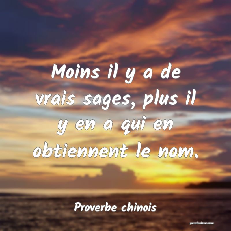 Moins il y a de vrais sages, plus il y en a qui en obtiennent le nom.