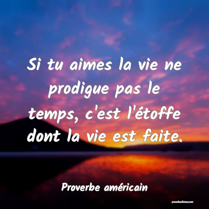 Si tu aimes la vie ne prodigue pas le temps, c'est l'étoffe dont la vie est faite.