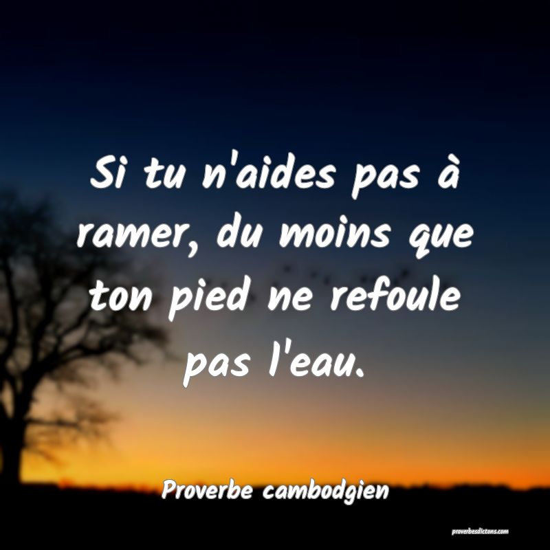 Si tu n'aides pas à ramer, du moins que ton pied ne refoule pas l'eau.