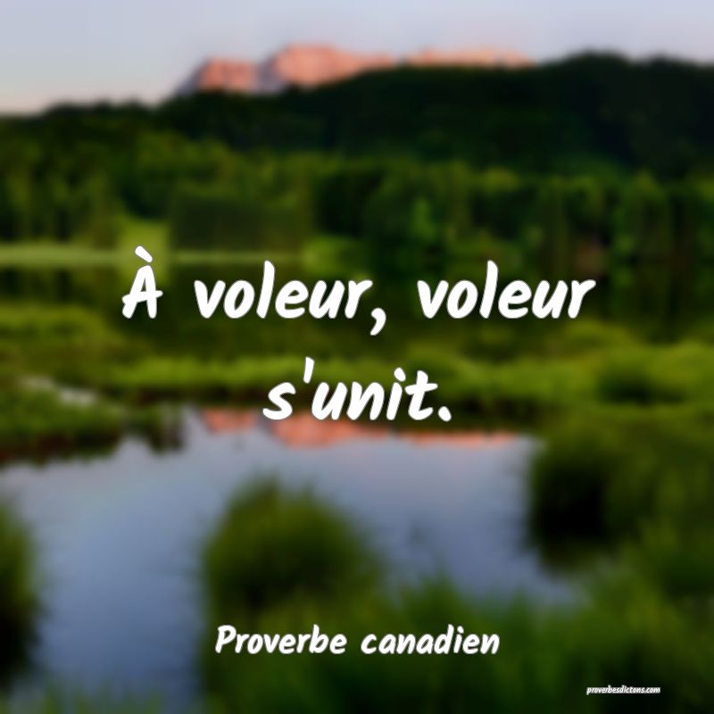 À voleur, voleur s'unit.