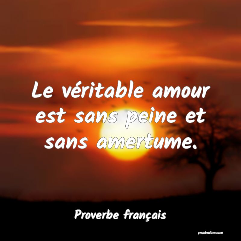 Le véritable amour est sans peine et sans amertume.