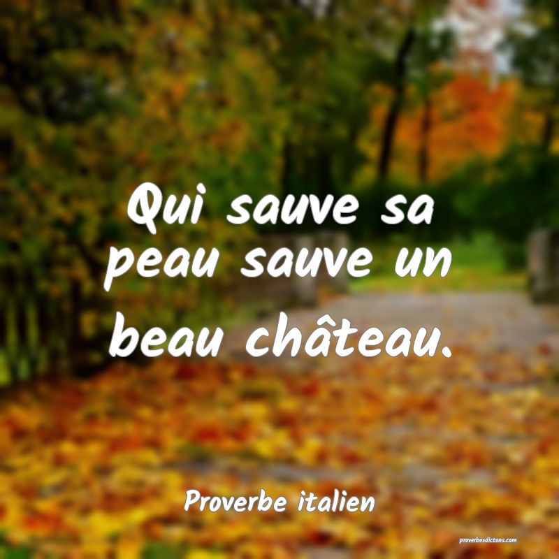 Qui sauve sa peau sauve un beau château.