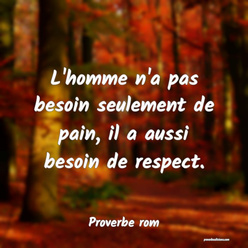 L'homme n'a pas besoin seulement de pain, il a aussi besoin de respect.