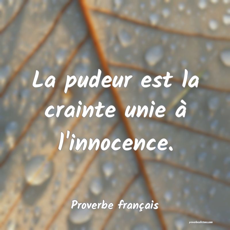 La pudeur est la crainte unie à l'innocence.