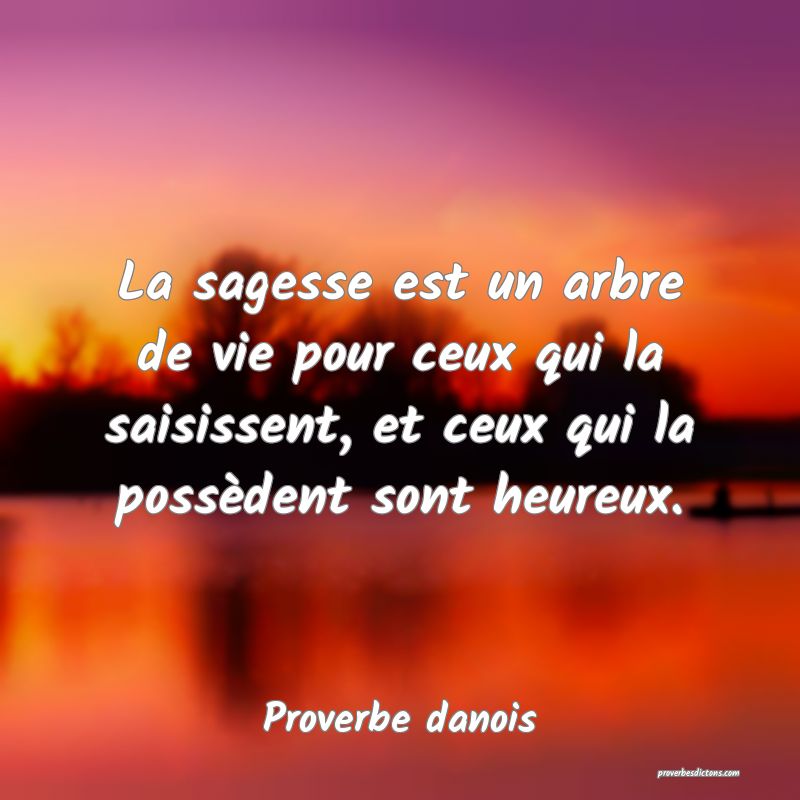 La sagesse est un arbre de vie pour ceux qui la saisissent, et ceux qui la possèdent sont heureux.