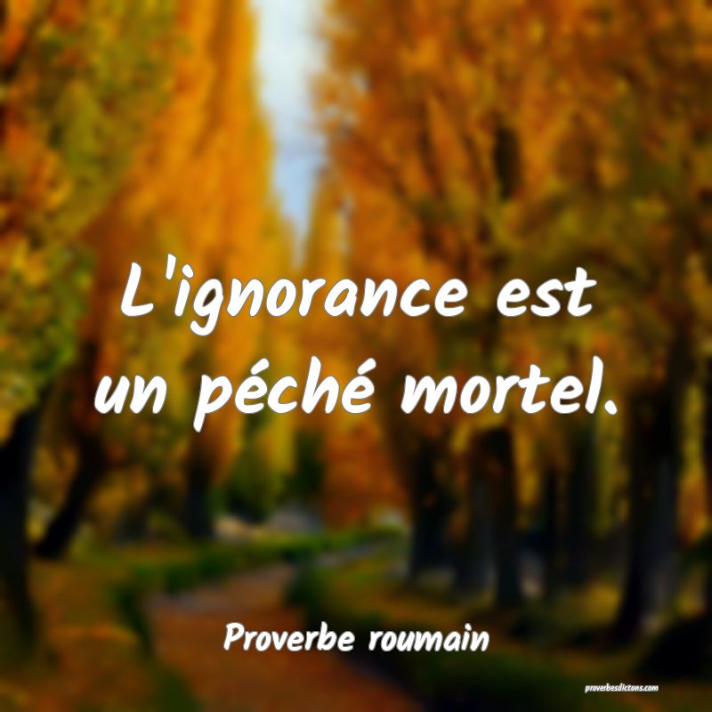 L'ignorance est un péché mortel.