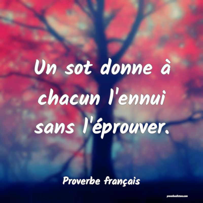 Un sot donne à chacun l'ennui sans l'éprouver.