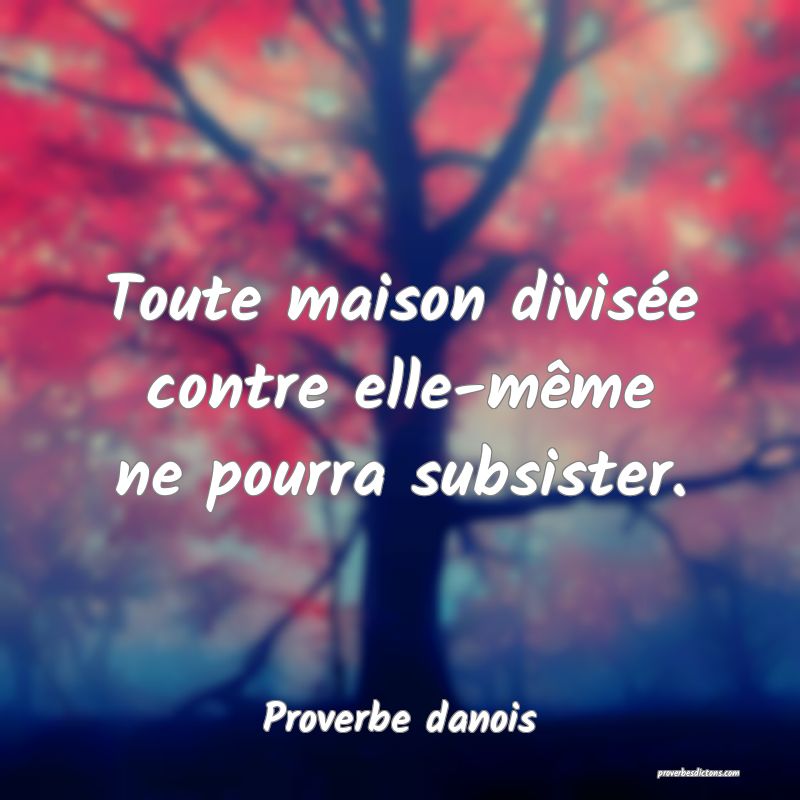 Toute maison divisée contre elle-même ne pourra subsister.